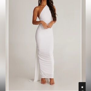 Elegant White Halter Maxi Dress